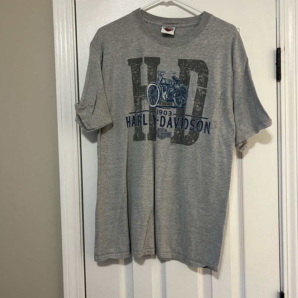 Harley-Davidson Heather Gray Tee with Blue Graphic